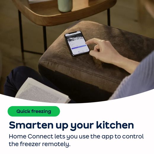 Bosch Series 4 Integrated Frost Free Under Counter Freezer with Fixed Door Fixing Kit - AO Annotation - Home Connect